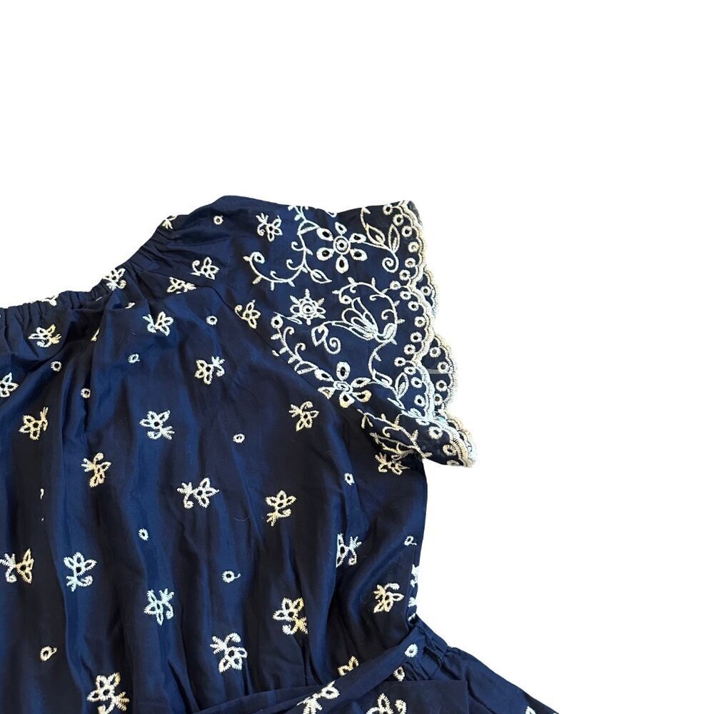 Lane Bryant Navy Embroidered A-Line Dress Cap Sleeves Cotton Size 16 Women's NWT - Picture 10 of 14